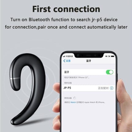 Ear Hook Wireless Headphones - Non Ear Plug - Single Ear Noise Cancelling Headset with Mic