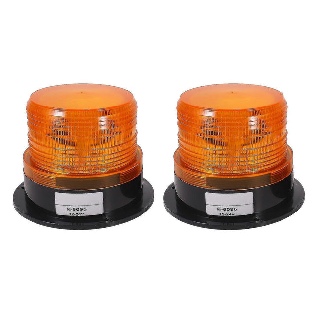 Amber LED Beacon Strobe Lights 2PCS 12V/24V Emergency Warning Lamp for Truck V1263-JX-5804