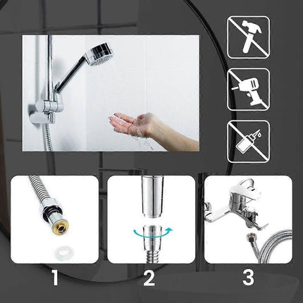 2m Universal Expandable Shower Hose, Stainless Steel Anti-Elastic Shower Pipe