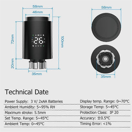 Smart Radiator Valve TRV Programmable Thermostatic Radiator Valve App Remote Control