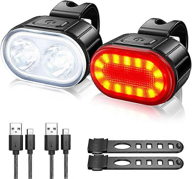 IPX4 Waterproof USB Rechargeable Bike Light Set
