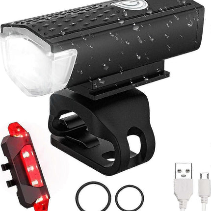 USB Rechargeable LED Bike Front Light - Waterproof, 5 Modes, for All Bikes