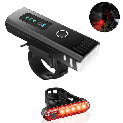 USB Rechargeable Bike Light Set - LED Front & Tail Light