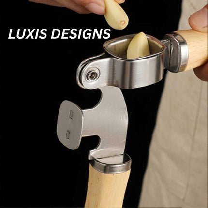Garlic Press & Mincer Set - Rust-Proof Bowl, Dishwasher Secure, Wooden Peeler Included