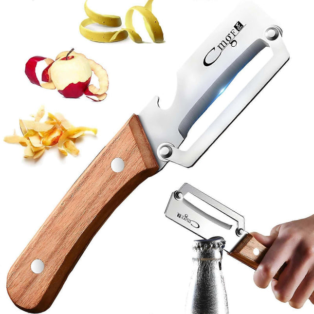 Stainless Steel Vegetable Peeler with Wooden Handle