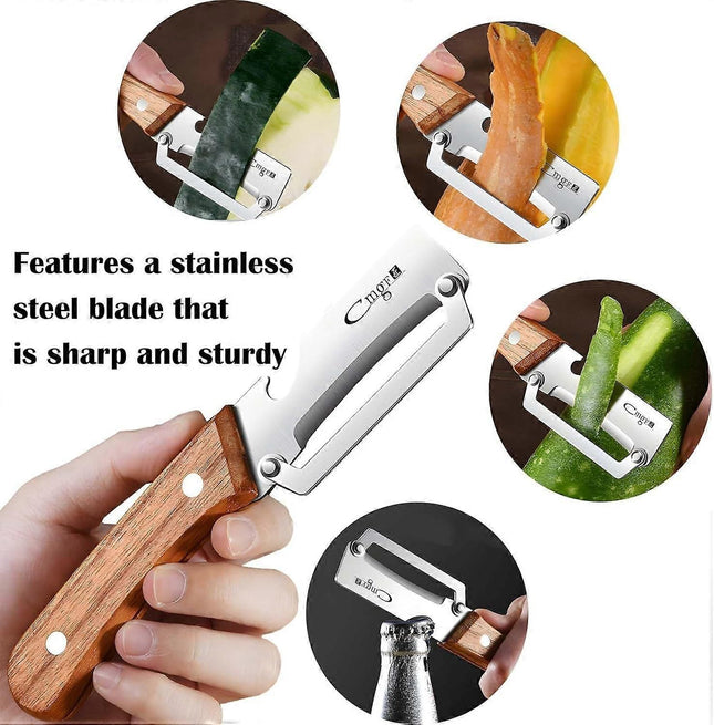 Stainless Steel Vegetable Peeler with Wooden Handle – product detail