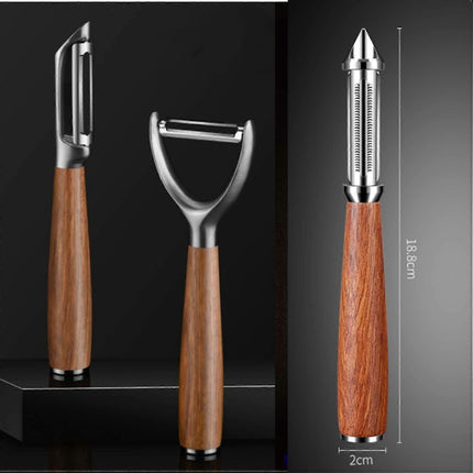 Universal Fruit & Vegetable Peeler - Extra Sharp Toothed Double Edge, Wooden Handle