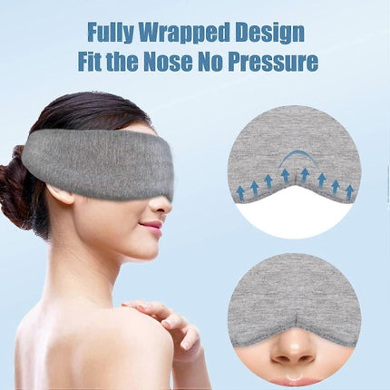 Super Soft Cotton Sleep Mask - Breathable, Adjustable, with Earplugs & Travel Pouch