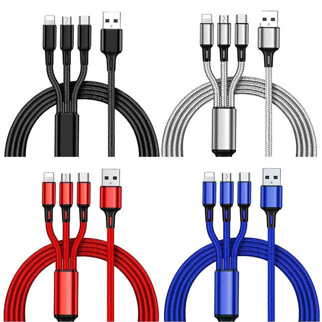 3-in-1 Multi USB Charger Cable for Micro USB Type C and Apple Devices – product detail