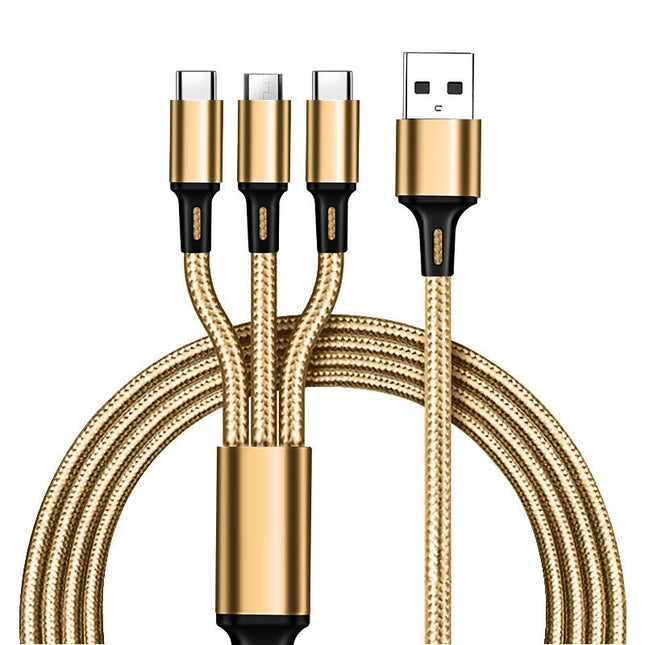 3-in-1 Multi USB Charger Cable for Micro USB Type C and Apple Devices V1263-JX-6100-2