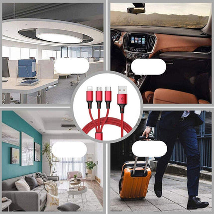 3-in-1 Multi USB Charger Cable for Micro USB Type C and Apple Devices