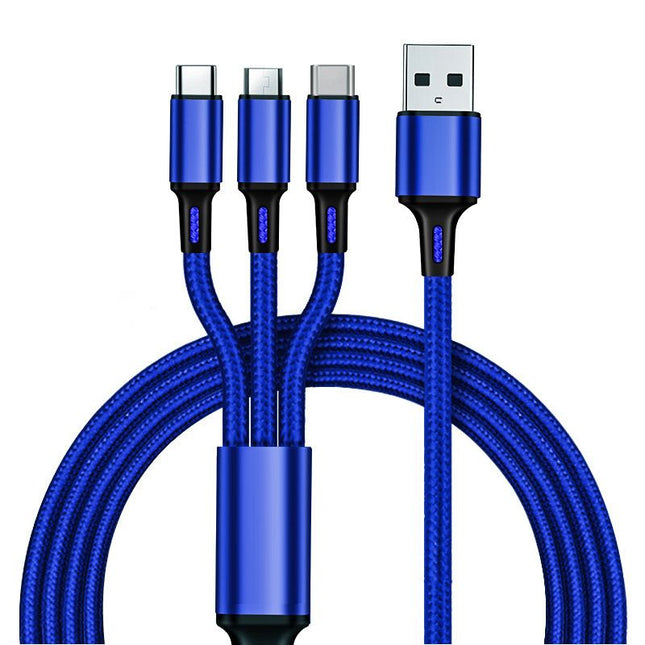 3-in-1 Multi USB Charger Cable for Micro USB Type C and Apple Devices V1263-JX-6100-3