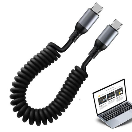 USB C To C Cable Car Coiled Type C Charging Cable For iPhone Samsung