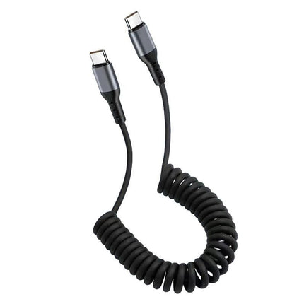 USB C To C Cable Car Coiled Type C Charging Cable For iPhone Samsung