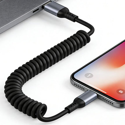 USB C To C Cable Car Coiled Type C Charging Cable For iPhone Samsung