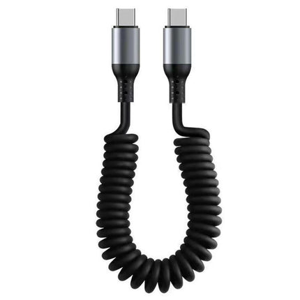 USB C To C Cable Car Coiled Type C Charging Cable For iPhone Samsung