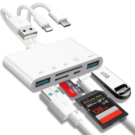 5 In 1 Memory Card Reader USB OTG Adapter SD Card Reader For iPhone iPad