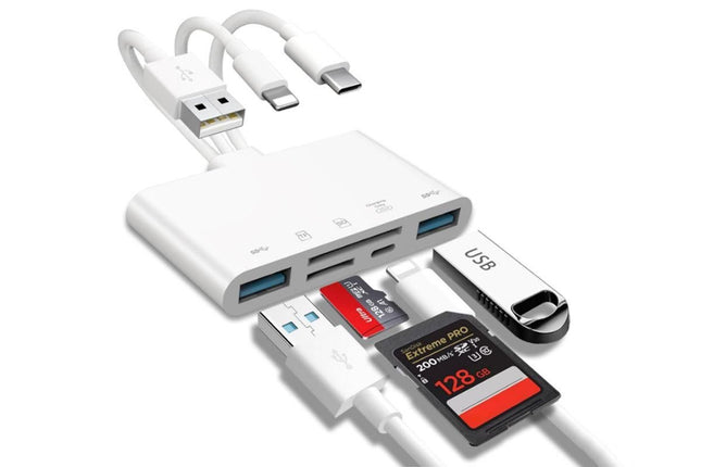 5 In 1 Memory Card Reader USB OTG Adapter SD Card Reader For iPhone iPad V1263-JX-6113