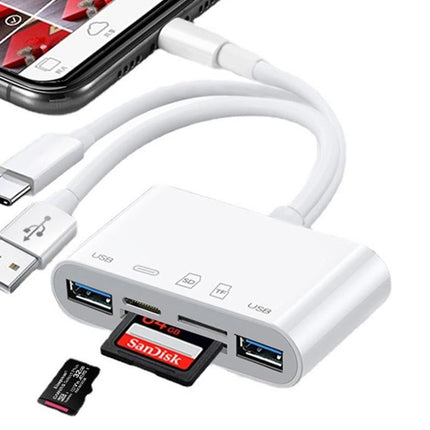 5 In 1 Memory Card Reader USB OTG Adapter SD Card Reader For iPhone iPad