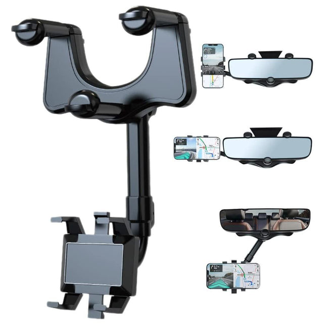 360 Rotatable and Retractable Car Phone Holder Multifunctional Rearview Mirror Phone Holder Universal Phone