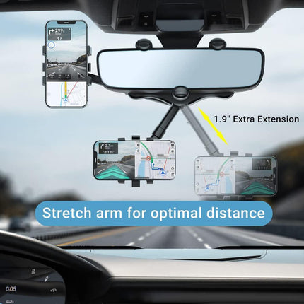 360 Rotatable and Retractable Car Phone Holder Multifunctional Rearview Mirror Phone Holder Universal Phone Mount