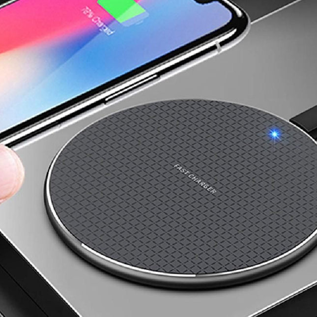 Wireless Fast Charger Smartphone Charger Qi Charging for Apple, Samsung and Smart Phones (Black)