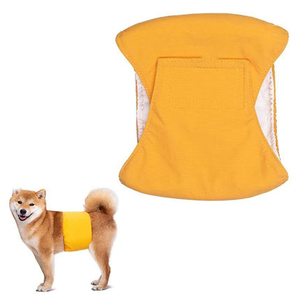 Washable Dog Diaper Water-resistant Puppy Nappy Belly Wrap for Male Dogs Reusable Dog Belly Bands Male Puppy Nappies Wrap Yellow - S