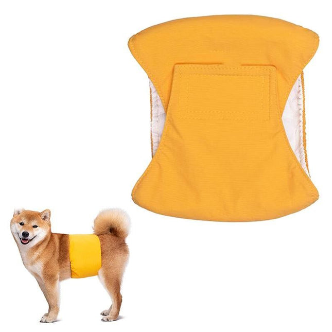 Washable Dog Diaper Water-resistant Puppy Nappy Belly Wrap for Male Dogs Reusable Dog Belly Bands Male Puppy Nappies Wrap Yellow - S