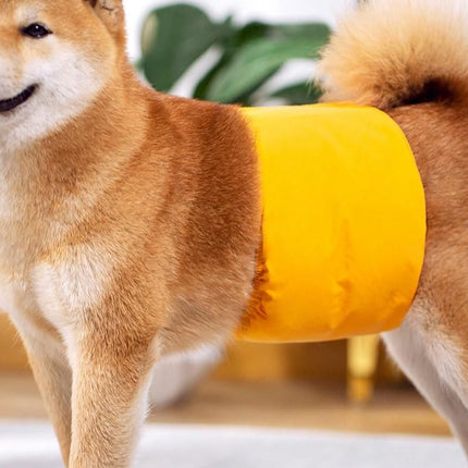 Washable Dog Diaper Water-resistant Puppy Nappy Belly Wrap for Male Dogs Reusable Dog Belly Bands Male Puppy Nappies Wrap Yellow - XL
