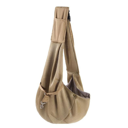 Breathable Dog Carrier Sling With Storage Pocket Pet Carrier Shoulder Pouch For Outdoor Travel -Khaki