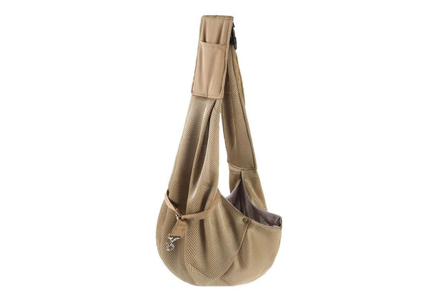 Breathable Dog Carrier Sling With Storage Pocket Pet Carrier Shoulder Pouch For Outdoor Travel -Khaki