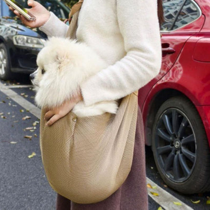 Breathable Dog Carrier Sling With Storage Pocket Pet Carrier Shoulder Pouch For Outdoor Travel -Khaki