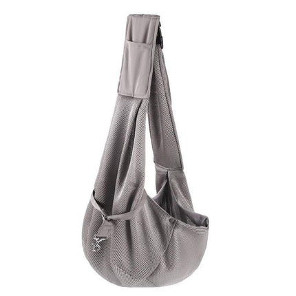 Breathable Dog Carrier Sling With Storage Pocket Pet Carrier Shoulder Pouch For Outdoor Travel -Gray