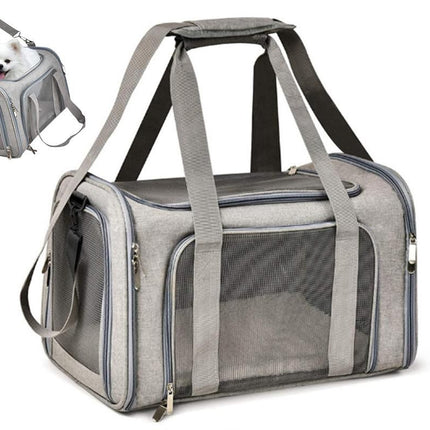 Portable Travel Bag Soft Crate Cage Cat Bag Animal Carriers for Pets -Grey