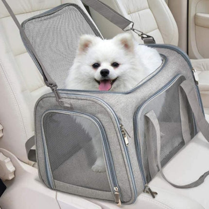 Portable Travel Bag Soft Crate Cage Cat Bag Animal Carriers for Pets -Grey