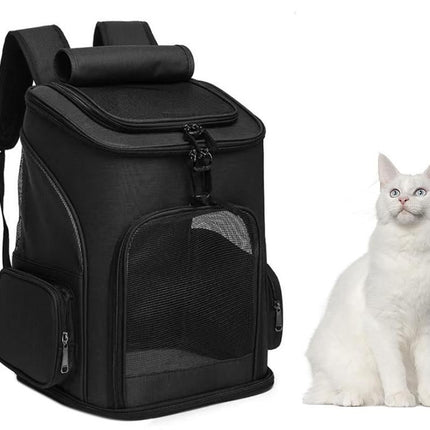 Expandable Large Cat Backpack Carrier for Small Pets - Black