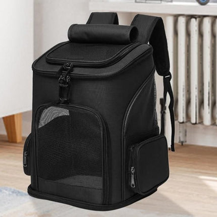 Expandable Large Cat Backpack Carrier for Small Pets - Black