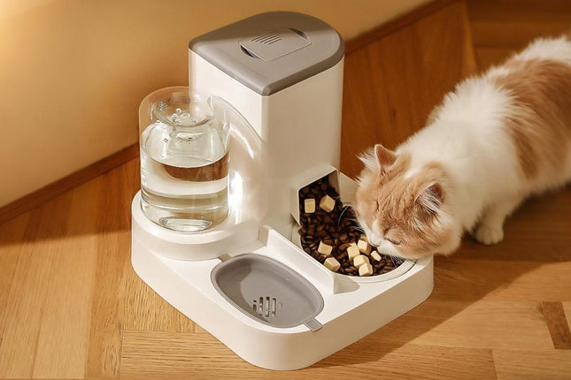 2 in 1 Automatic Cat Feeder and Waterer Ceramic Pet Bowl for Cats and Small Dogs – product detail