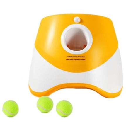 Dog Ball Launcher Thrower Automatic Tennis Fetch Throwing Machine with 3 Balls -Orange