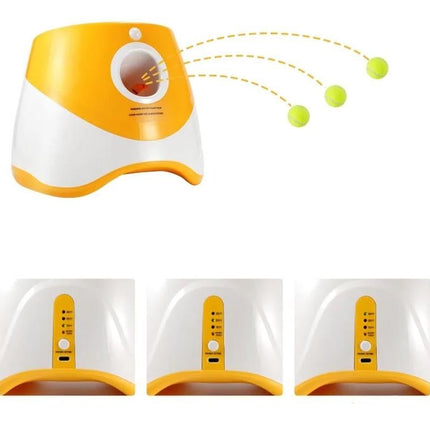 Dog Ball Launcher Thrower Automatic Tennis Fetch Throwing Machine with 3 Balls -Orange