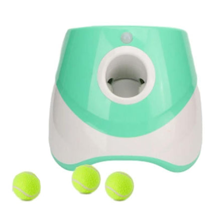 Dog Ball Launcher Thrower Automatic Tennis Fetch Throwing Machine with 3 Balls -Green