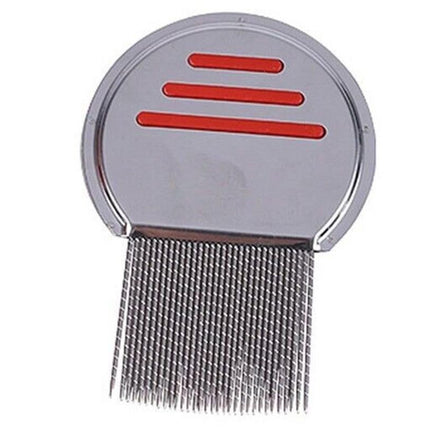 Stainless Steel Pet Flea Comb Fine Tooth Grooming Tool for Dogs Cats - Red