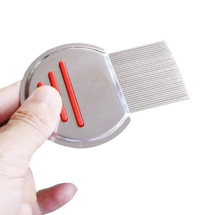 Stainless Steel Pet Flea Comb Fine Tooth Grooming Tool for Dogs Cats - Red