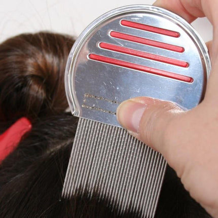 Stainless Steel Pet Flea Comb Fine Tooth Grooming Tool for Dogs Cats - Red