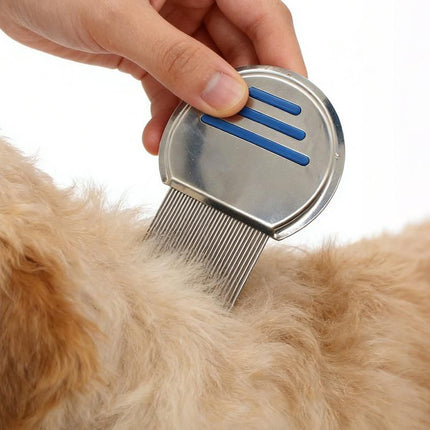 Stainless Steel Pet Flea Comb Fine Tooth Grooming Tool for Dogs Cats - Blue
