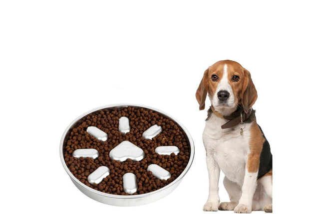 Slow Feeder Dog Bowl Stainless Steel Non Slip Puzzle Maze Bowl Slow Down Eating V1263-JX-6254