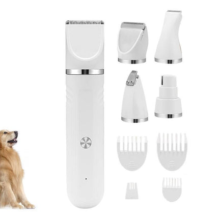 4-in-1 Dog Clipper Dog Grooming Kit with 4 Blade Heads -White