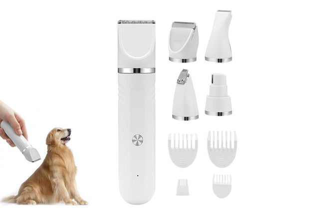 4-in-1 Dog Clipper Dog Grooming Kit with 4 Blade Heads -White V1263-JX-6256-1