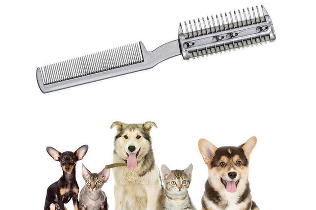 Two Sided Pet Grooming Comb with Razor for Dog Cat Fur Trimming and Thinning V1263-JX-6258