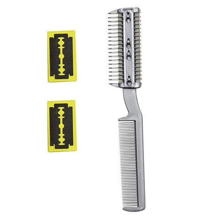 Two Sided Pet Grooming Comb with Razor for Dog Cat Fur Trimming and Thinning